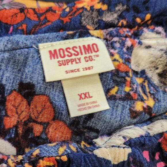 Mossimo Supply Co. One Shoulder Top Tie Front Crinkled Floral Blue Multi Sz XXL - Picture 6 of 7